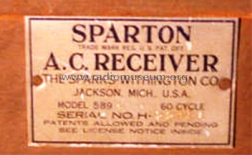 Sparton 589-AC ; Sparks-Withington Co (ID = 746752) Radio