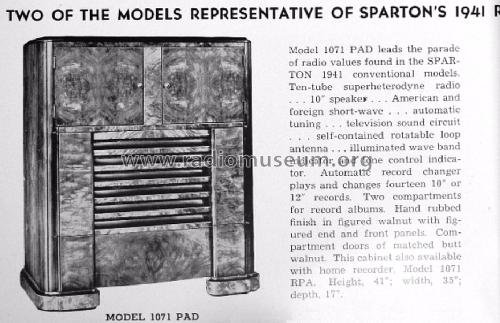 Sparton 1071-PAD ; Sparks-Withington Co (ID = 1341272) Radio