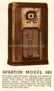 Sparton 568 ; Sparks-Withington Co (ID = 1339335) Radio