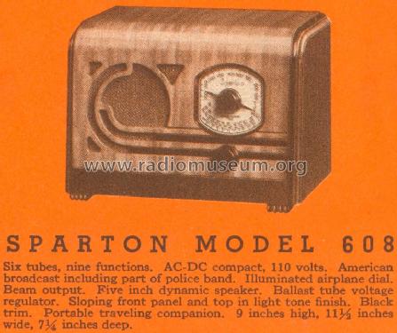 Sparton 608 ; Sparks-Withington Co (ID = 1339296) Radio