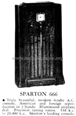 Sparton 666 ; Sparks-Withington Co (ID = 1357691) Radio