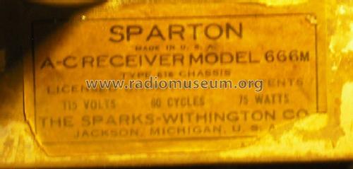 Sparton 666M ; Sparks-Withington Co (ID = 1380183) Radio