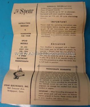 Speartone Electric Phonograph 39; Spear Products Inc.; (ID = 1522983) R-Player