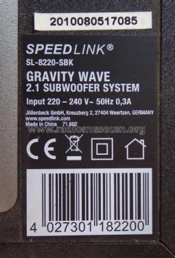 Gravity Wave 2.1 Subwoofer System SL-8220-SBK; Speedlink; (ID = 2804634) Speaker-P