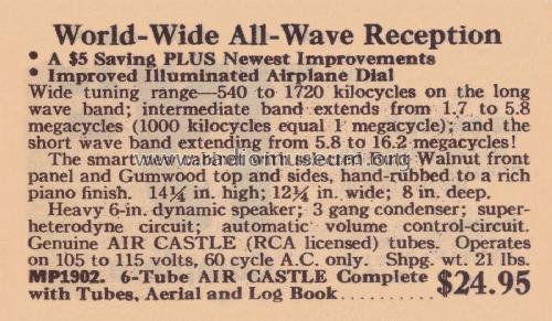 Air Castle MP1902 Ch= MX-2; Spiegel Inc. (ID = 2160046) Radio