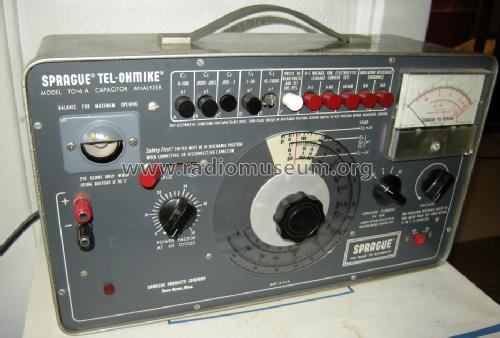 Tel-Ohmike - Capacitor Analyzer TO-6A; Sprague Electric (ID = 1391999) Equipment