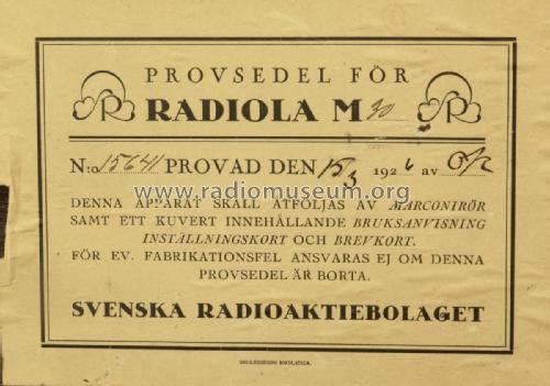 Radiola M 30; SR, Svenska (ID = 3096451) Radio