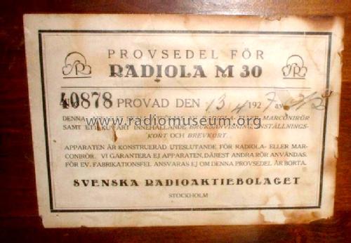 Radiola M 30; SR, Svenska (ID = 71322) Radio