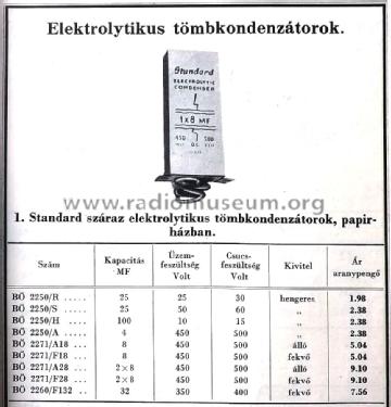 Elektrolyt Capacitor Bö ... series; Standard; Budapest (ID = 1267971) Radio part