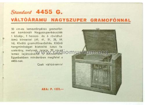 Valtóáramú N.szuper Gramofonnal 4455G; Standard; Budapest (ID = 1916370) Radio