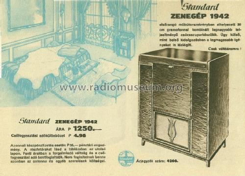 Zenegép 1942; Standard; Budapest (ID = 1545471) Radio