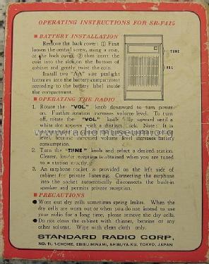 6Transistor SR-F415; Standard Radio Corp. (ID = 2021605) Radio