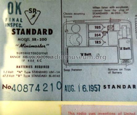 Mini-Master SR-200; Standard Radio Corp. (ID = 1129291) Radio