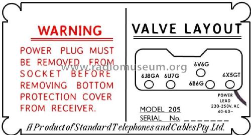 205TAA Ch= 205; Standard Telephones (ID = 2786399) Radio