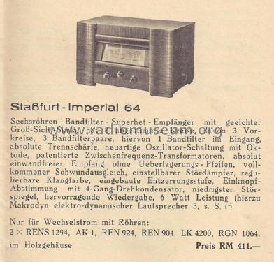 Imperial 64W; Stassfurter Licht- (ID = 1341727) Radio