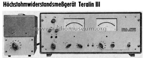 Höchstohm-Widerstandsmessgerät Teralin 3; Statron, VEB Ostd.; (ID = 1598285) Equipment