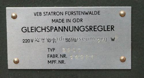 Labornetzteil 3207; Statron, VEB Ostd.; (ID = 2556385) Ausrüstung