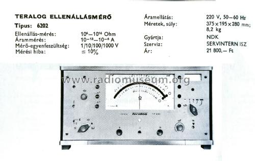 Teralog Widerstandsmessgerät 6202; Statron, VEB Ostd.; (ID = 2706799) Equipment