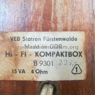 Lautsprecher Kompaktbox B 9301; Statron, VEB Ostd.; (ID = 3046779) Parlante