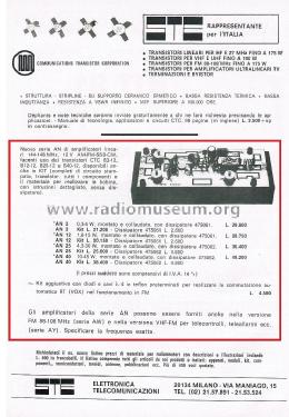 Amplificatori Lineari 144-146 MHz Serie AN; STE s.r.l.; Milano (ID = 3061624) Amateur-D