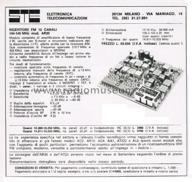 Ricevitore FM 12 canali AR20; STE s.r.l.; Milano (ID = 2755312) Amateur-R