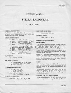 Radiogram ST314A; Stella Radio & (ID = 2663651) Radio