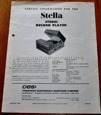 Record Player ST8001; Stella Radio & (ID = 2326022) R-Player