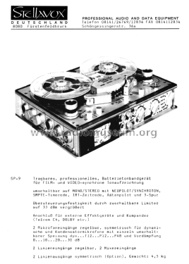 Portable Tape Recorder SP9; Quellet, Georges, (ID = 3099561) R-Player