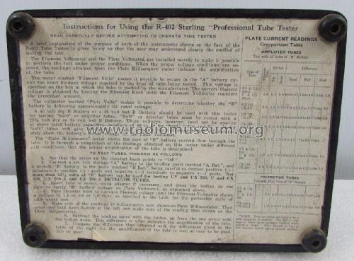 Tube Tester R-402 ; Sterling Manuf. Co.; (ID = 1938901) Equipment