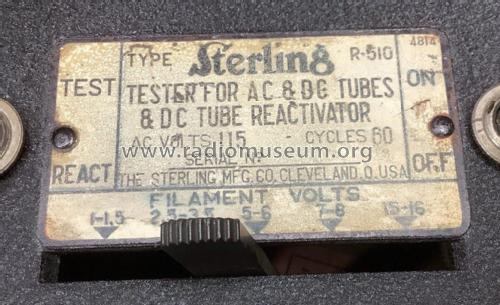 Tube Tester & Reactivator R-510; Sterling Manuf. Co.; (ID = 3184664) Equipment