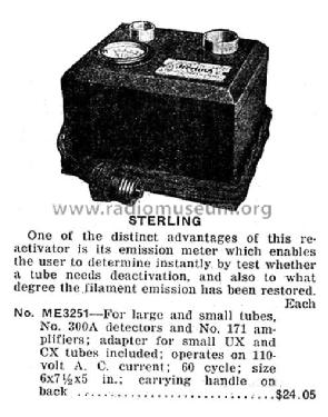 Vacuum Tube Reactivator R-403; Sterling Manuf. Co.; (ID = 1959565) Equipment