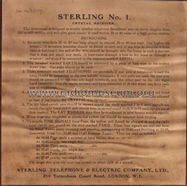 Sterling No.1; Sterling Telephone & (ID = 2231109) Crystal