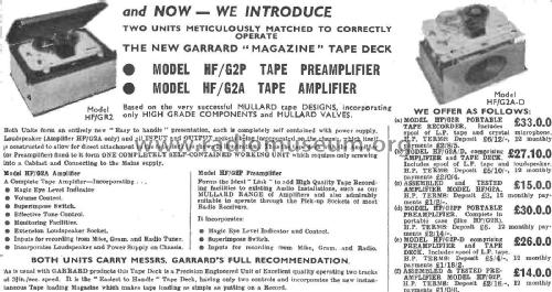 Amplifier Tape Recorder HF/G2A; Stern Radio Ltd., (ID = 2861610) Reg-Riprod