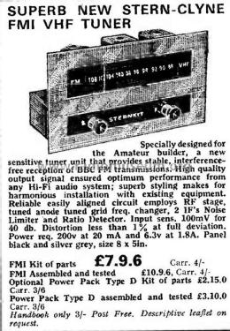 VHF Tuner FM1; Stern Radio Ltd., (ID = 2927811) Radio