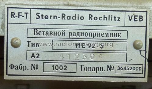 Einschub-Empfänger 11E92S; Stern-Radio Rochlitz (ID = 1244380) Radio