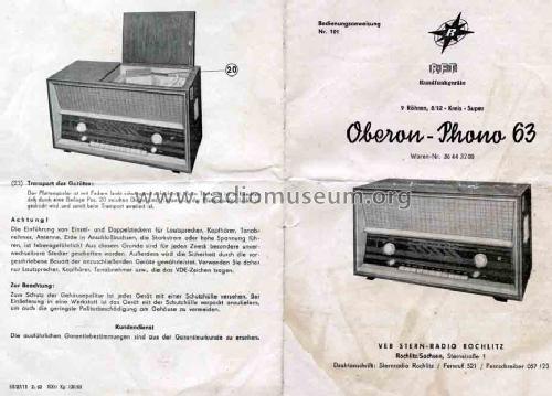 Oberon-Phono 63; Stern-Radio Rochlitz (ID = 763202) Radio