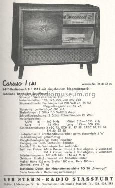 Caruso I M 8E157I; Stern-Radio Staßfurt (ID = 1209455) Radio