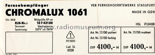 Chromalux 1061; Stern-Radio Staßfurt (ID = 2863554) Fernseh-E