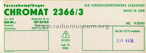 Chromat 2366/3; Stern-Radio Staßfurt (ID = 2863559) Television