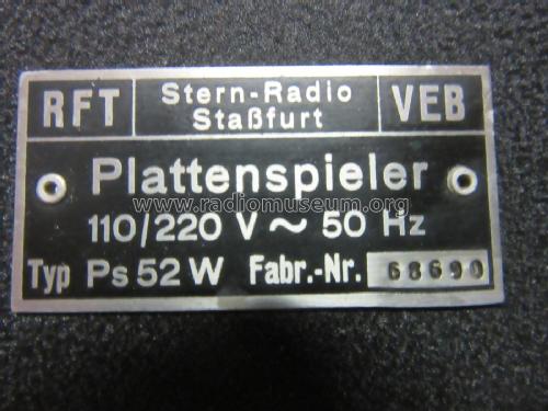 Plattenspieler-Chassis Ps52W; Stern-Radio Staßfurt (ID = 2481334) Sonido-V
