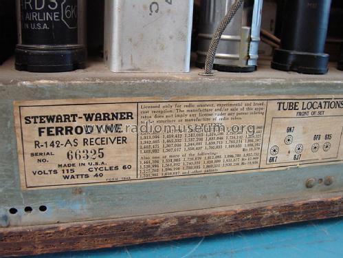 1421 Ch= R-142; Stewart Warner Corp. (ID = 1446833) Radio