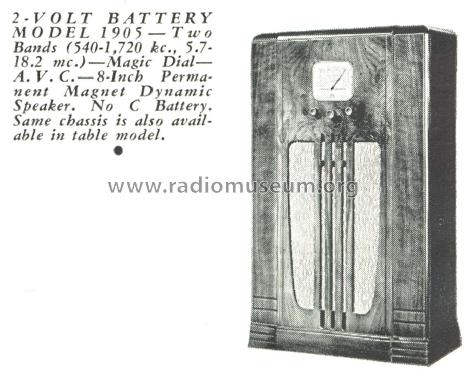 1905 Ch= R-190D; Stewart Warner Corp. (ID = 1018933) Radio