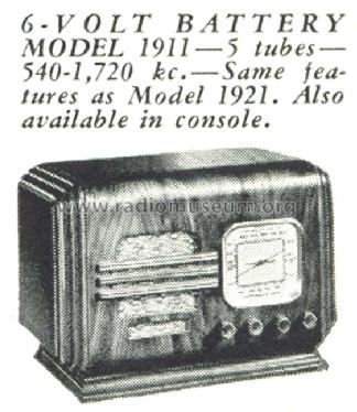 1911 Ch= R-191D; Stewart Warner Corp. (ID = 1018938) Radio