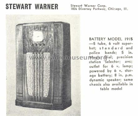 1915 Ch= R-191D; Stewart Warner Corp. (ID = 1019331) Radio