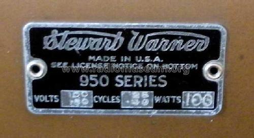 950 AC series ch = 950 AC; Stewart Warner Corp. (ID = 830630) Radio