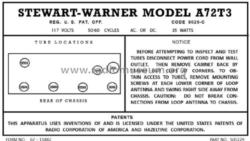 A72T3 Ch= 9026C; Stewart Warner Corp. (ID = 2930738) Radio