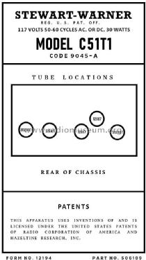 C51T1 Ch= 9045-A; Stewart Warner Corp. (ID = 2999643) Radio