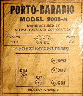 Porto-Baradio Ch= 9008A; Stewart Warner Corp. (ID = 595266) Radio