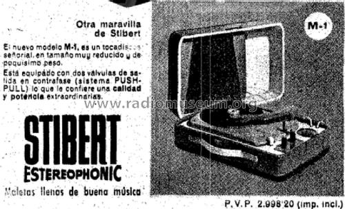 Estereophonic maleta tocadiscos M-1; Stibert; Ricardo (ID = 2938614) Reg-Riprod