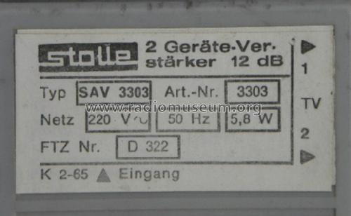 Antennenverstärker f. 2 Geräte SAV 3303; Stolle, Karl, (ID = 1178384) RF-Ampl.